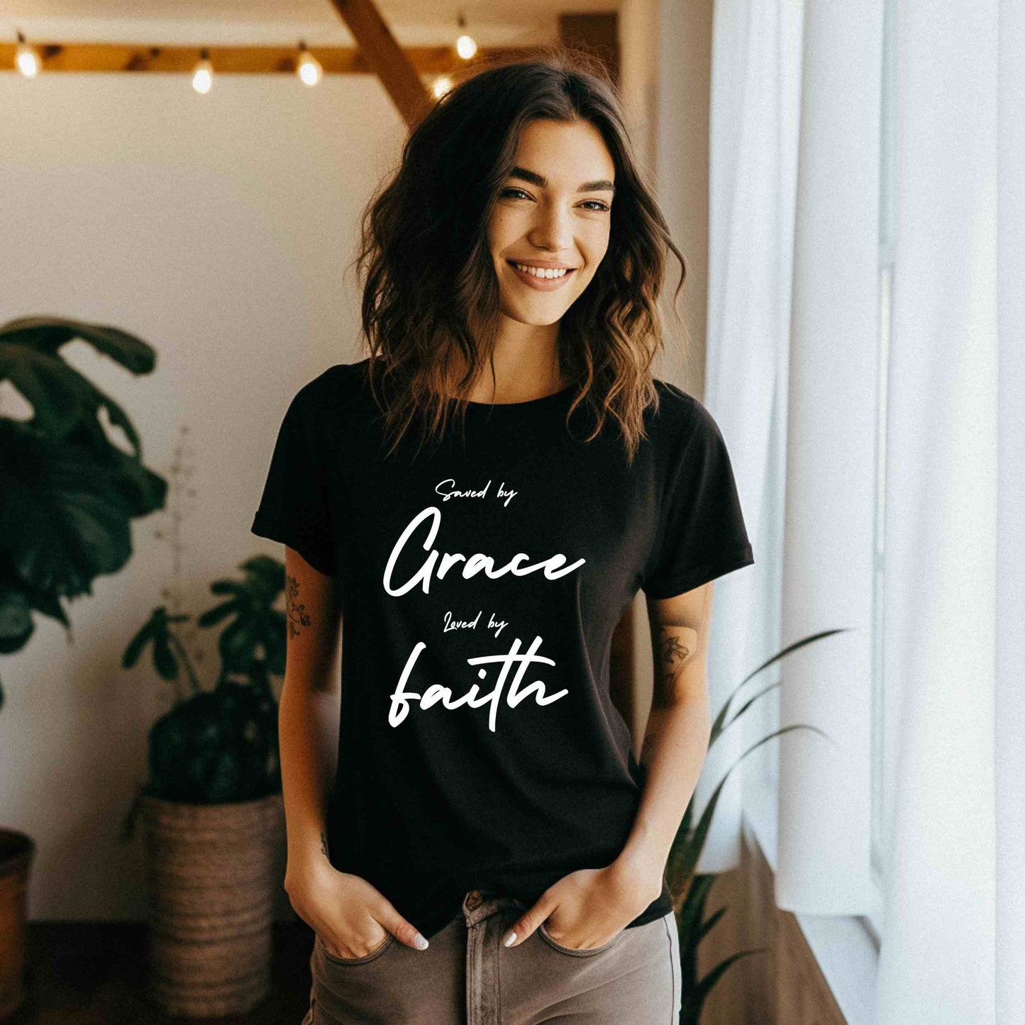 Saved by Grace, Loved by Faith T-Shirt